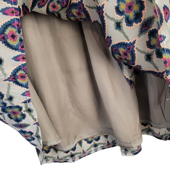 Vintage 90s Satin Mini Skirt Women Medium 8 Geometric A-line Formal Pockets Fall - Picture 9 of 14